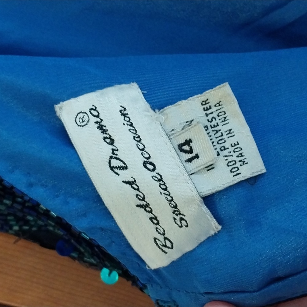 Vintage Blue/Teal Sequin Dress, size 14 - Picture 5 of 5